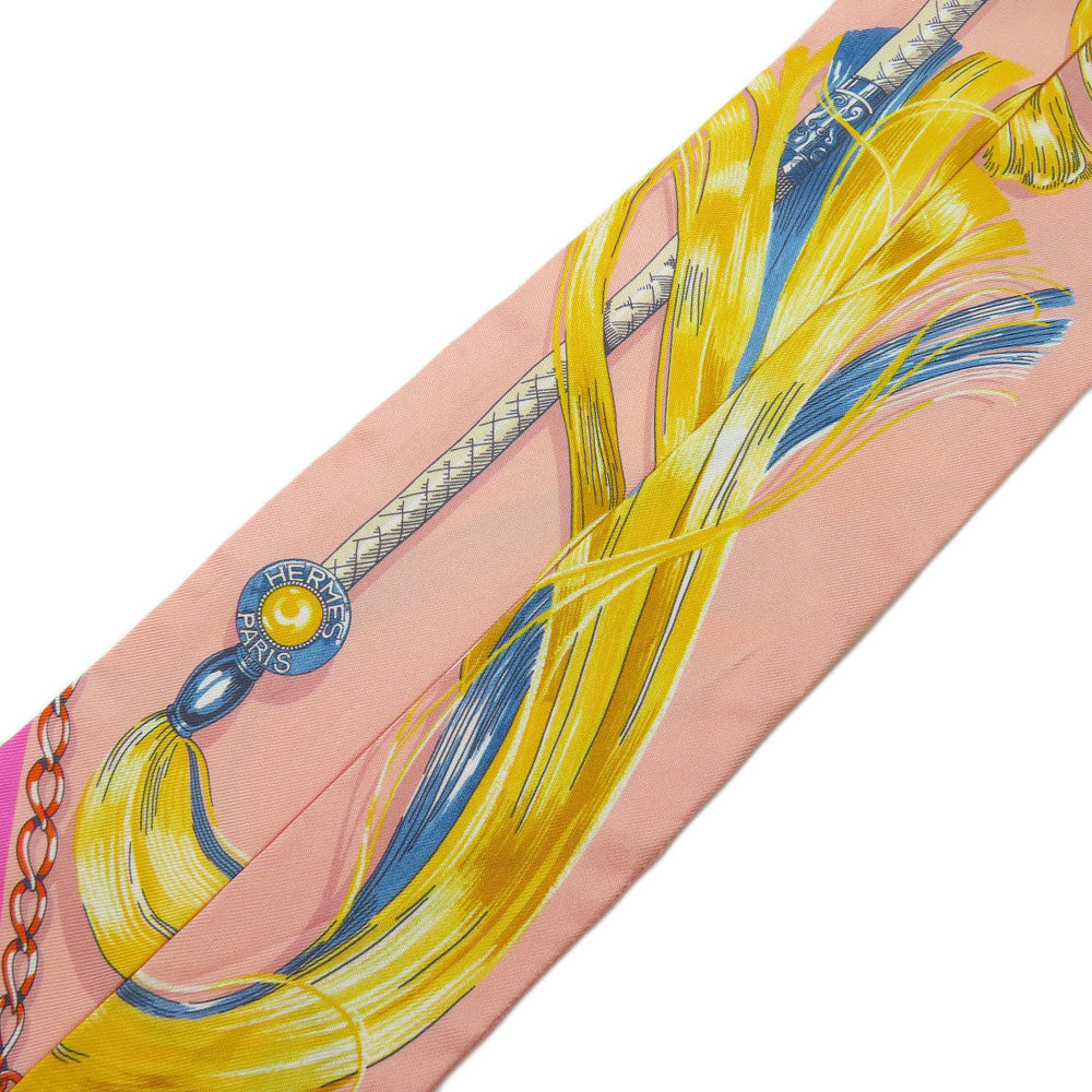 HERMES scarf silk pink Twilly Women Used Authentic