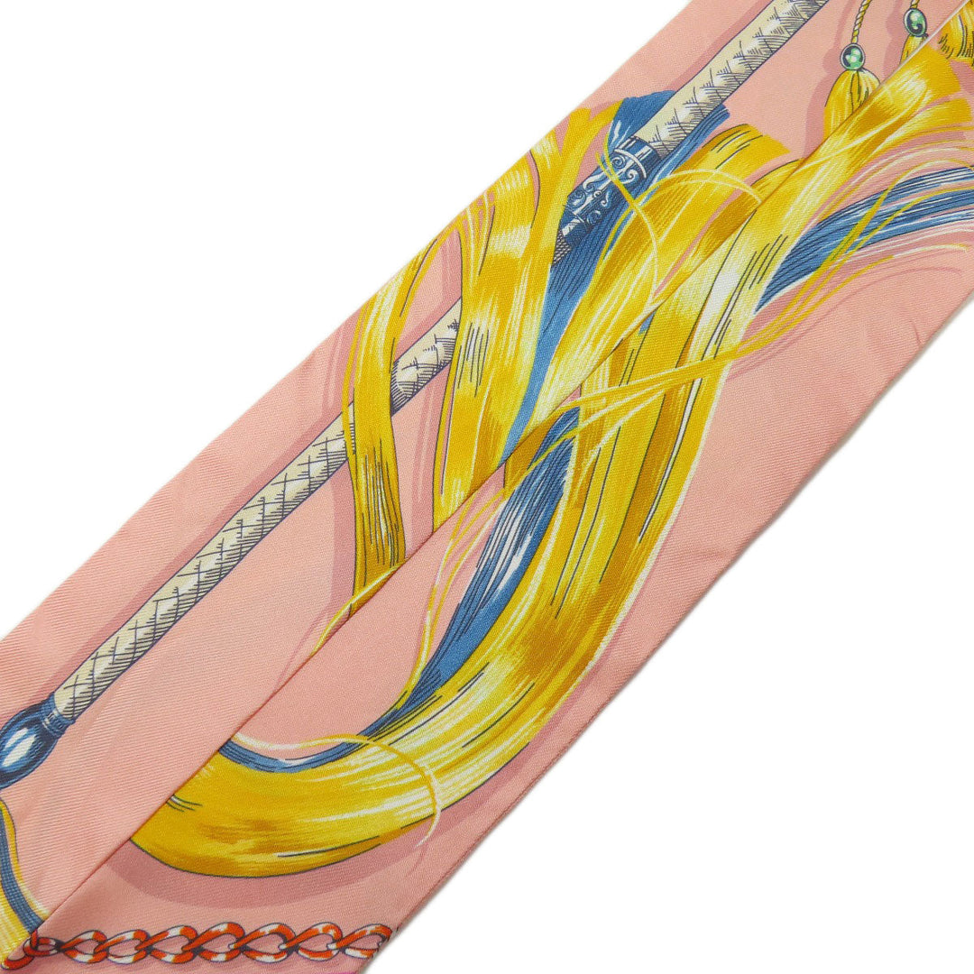 HERMES scarf silk pink Twilly Women Used Authentic