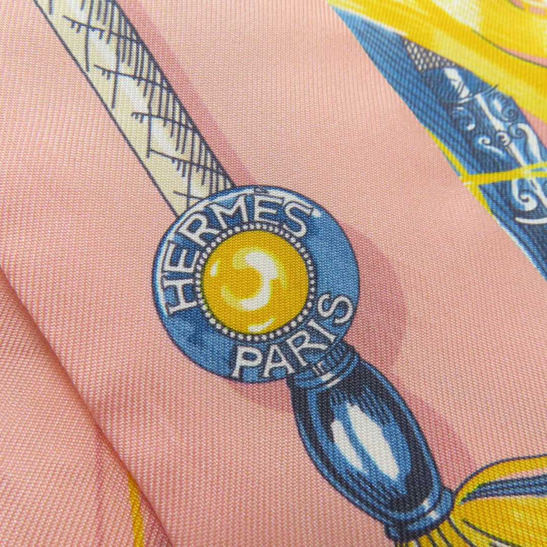 HERMES scarf silk pink Twilly Women Used Authentic
