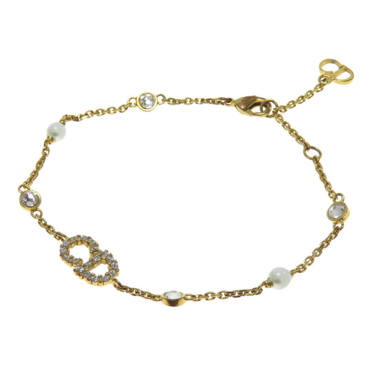 Christian Dior bracelet metallic gold logo Women Used Authentic