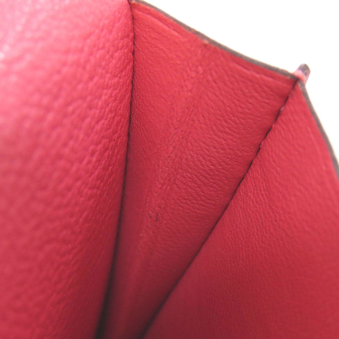 HERMES Long Wallet Purse Shave pink Bearn Soufflet Rose Lipstick Silver Metal