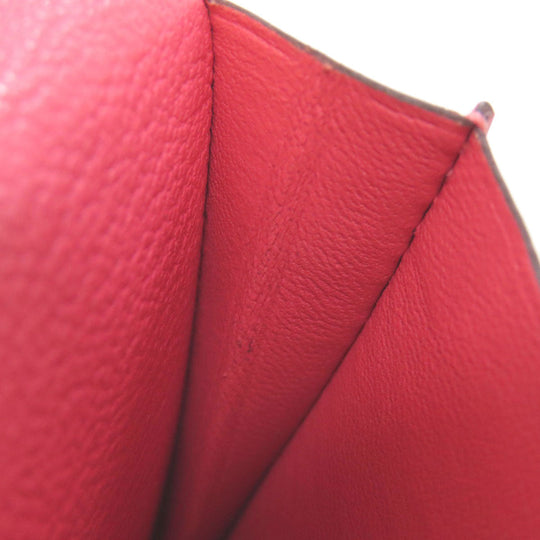 HERMES Long Wallet Purse Shave pink Bearn Soufflet Rose Lipstick Silver Metal