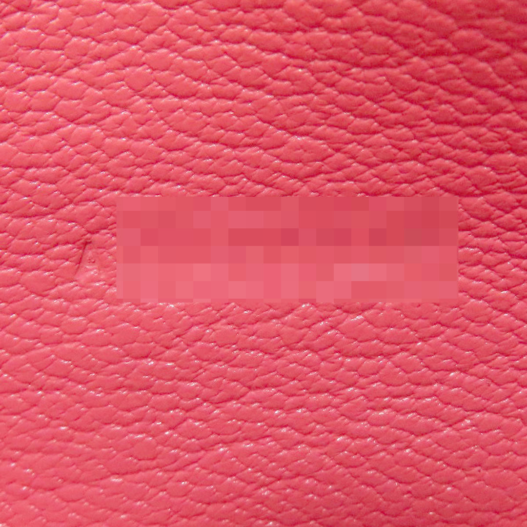 HERMES Long Wallet Purse Shave pink Bearn Soufflet Rose Lipstick Silver Metal