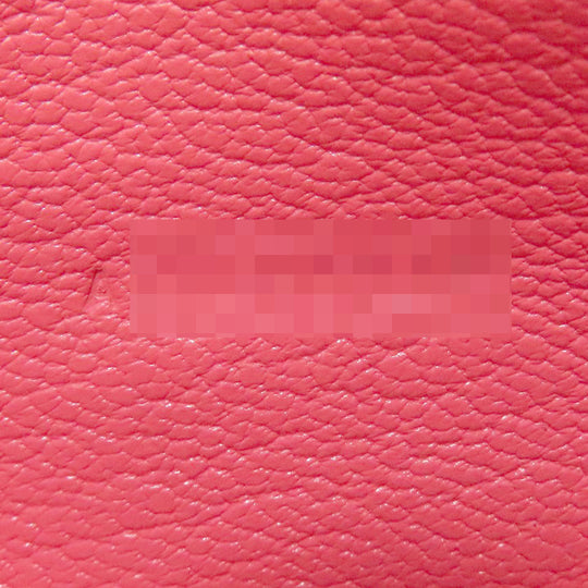 HERMES Long Wallet Purse Shave pink Bearn Soufflet Rose Lipstick Silver Metal