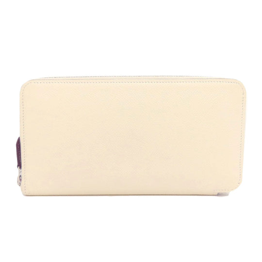 HERMES Long Wallet Purse Epsom white Azap Silkin Long Nata Women Used Authentic