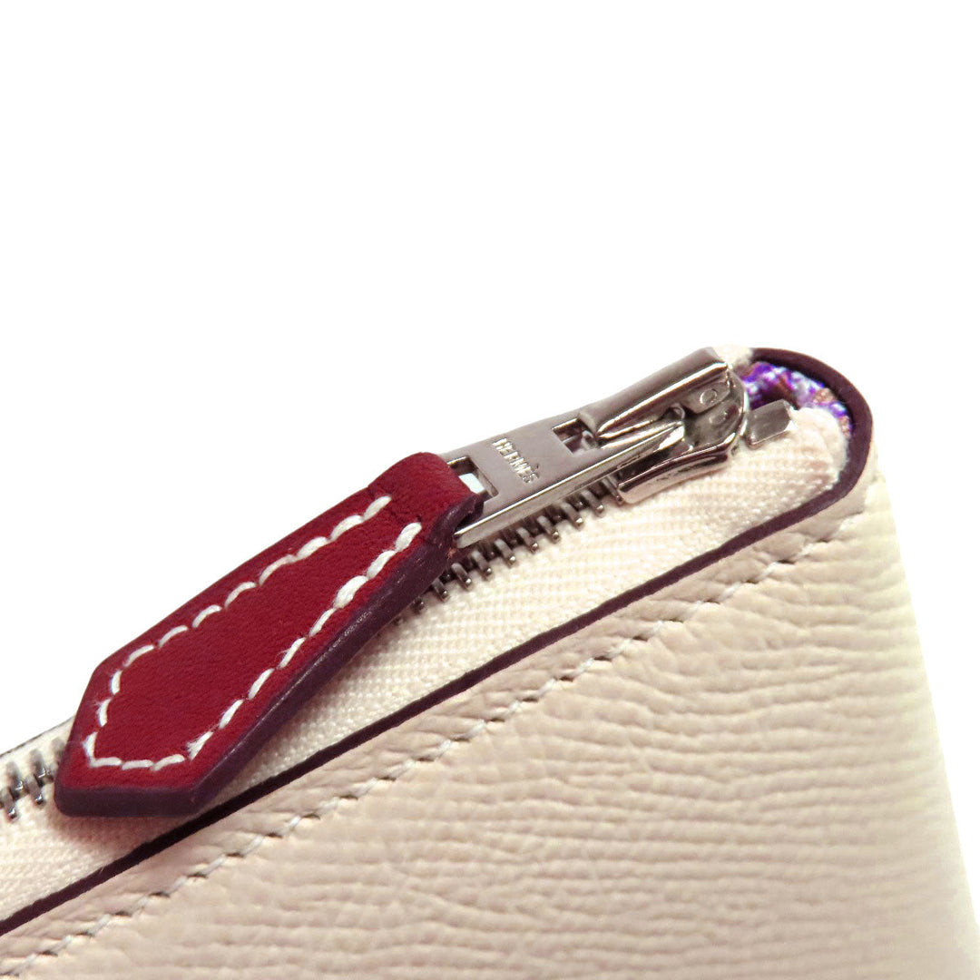 HERMES Long Wallet Purse Epsom white Azap Silkin Long Nata Women Used Authentic