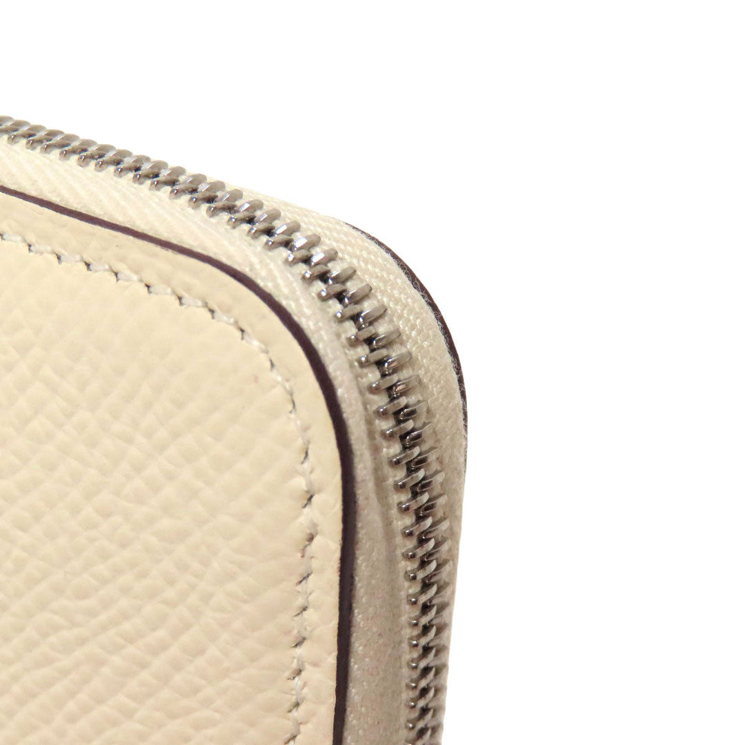 HERMES Long Wallet Purse Epsom white Azap Silkin Long Nata Women Used Authentic