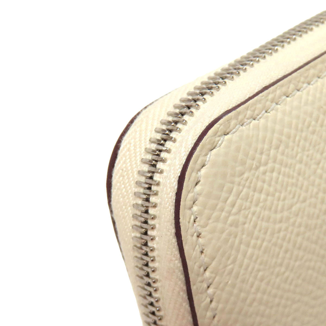 HERMES Long Wallet Purse Epsom white Azap Silkin Long Nata Women Used Authentic