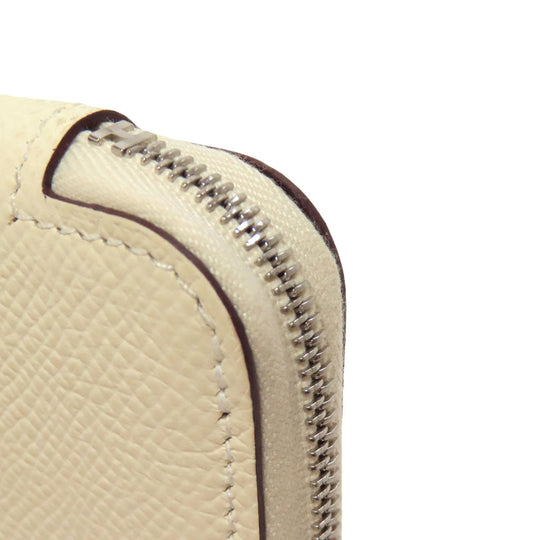 HERMES Long Wallet Purse Epsom white Azap Silkin Long Nata Women Used Authentic