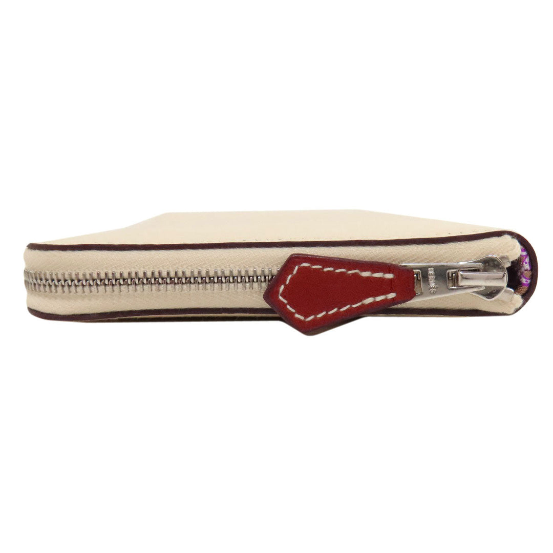 HERMES Long Wallet Purse Epsom white Azap Silkin Long Nata Women Used Authentic