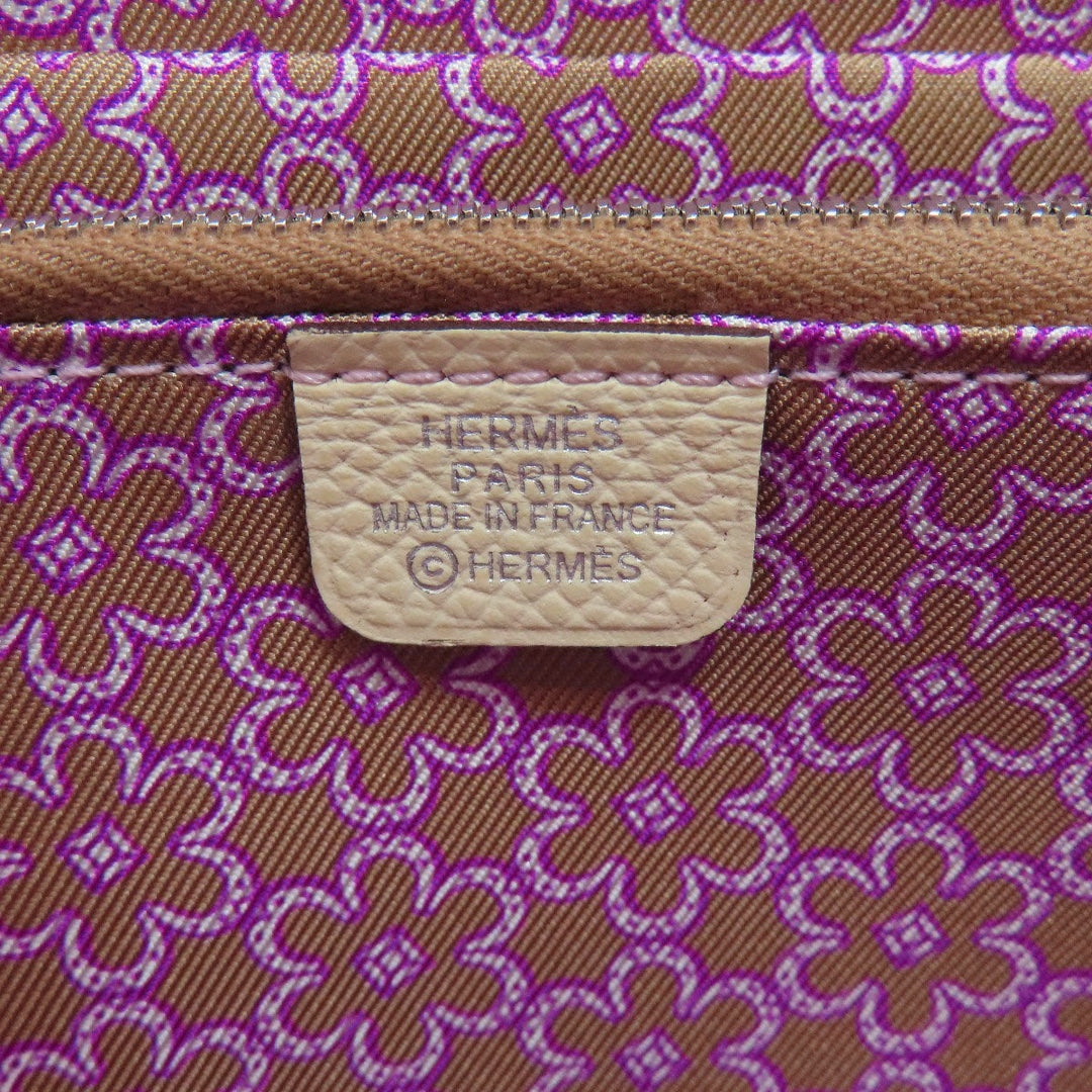 HERMES Long Wallet Purse Epsom white Azap Silkin Long Nata Women Used Authentic