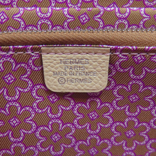 HERMES Long Wallet Purse Epsom white Azap Silkin Long Nata Women Used Authentic