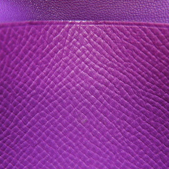 HERMES Card Case Epsom purple Bearn Gold Metal Women Used Authentic