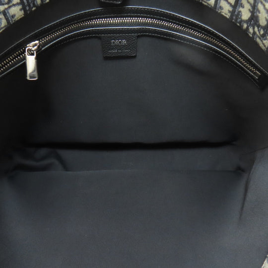 Christian Dior Tote Bag Canvas, Calfskin Navy Oblique 2WAY Women Used Authentic