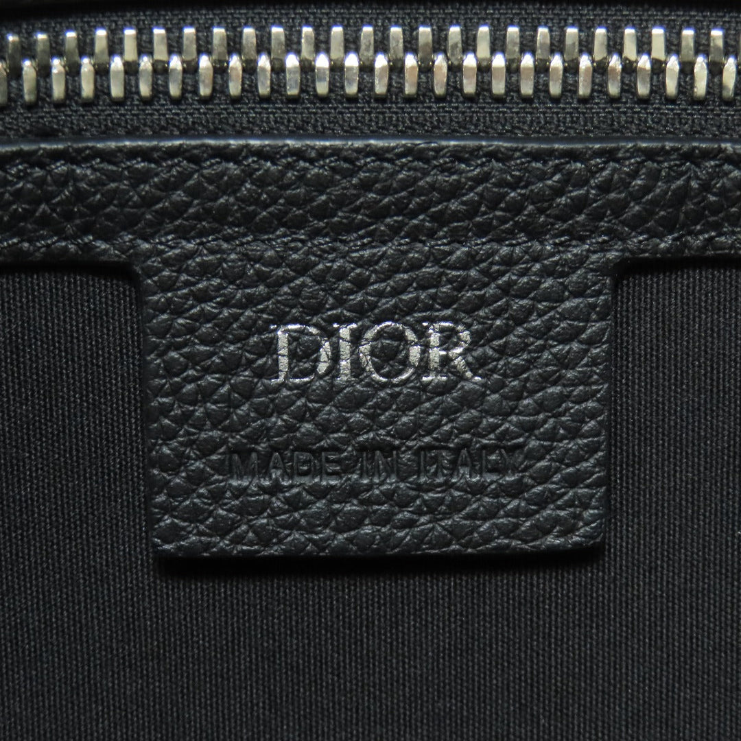 Christian Dior Tote Bag Canvas, Calfskin Navy Oblique 2WAY Women Used Authentic