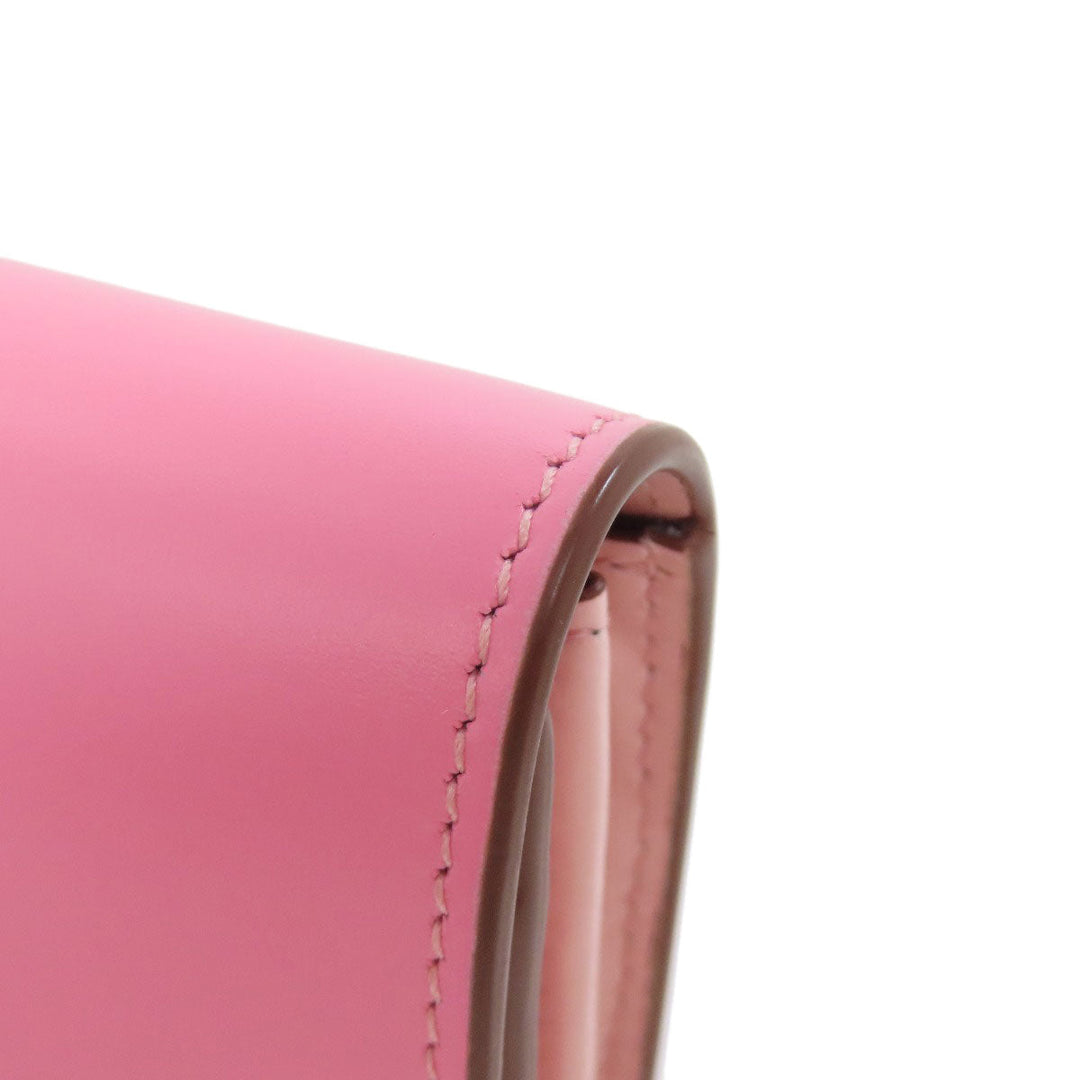 CARTIER Long Wallet Purse leather pink Double C Women Used Authentic