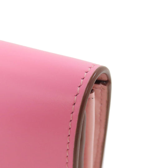 CARTIER Long Wallet Purse leather pink Double C Women Used Authentic