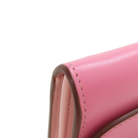 CARTIER Long Wallet Purse leather pink Double C Women Used Authentic