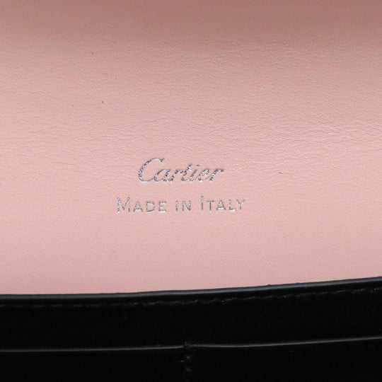 CARTIER Long Wallet Purse leather pink Double C Women Used Authentic