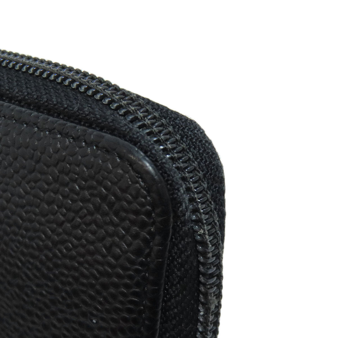 CHANEL Long Wallet Purse Caviar skin black COCO Mark SilverMetal
