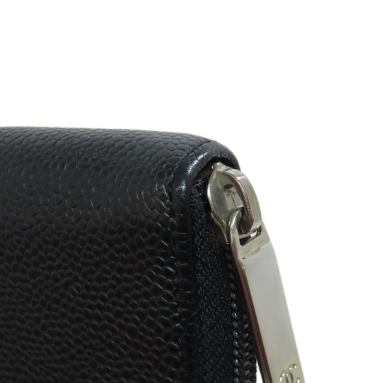 CHANEL Long Wallet Purse Caviar skin black COCO Mark SilverMetal
