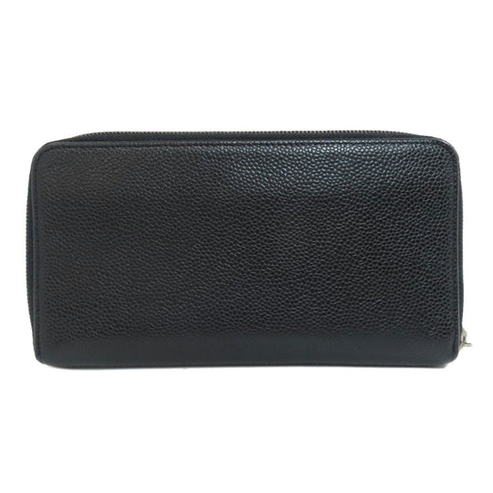 CHANEL Long Wallet Purse Caviar skin black COCO Mark SilverMetal