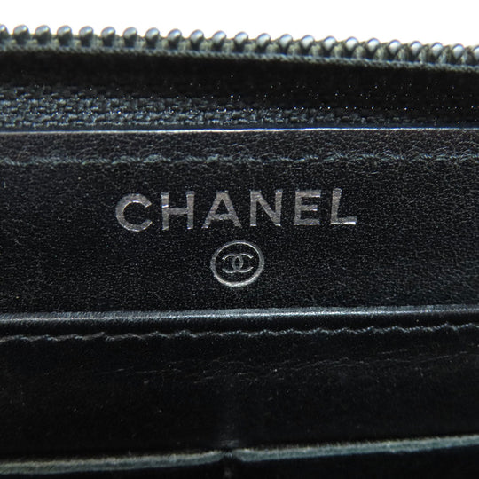 CHANEL Long Wallet Purse Caviar skin black COCO Mark SilverMetal