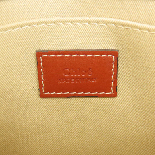 Chloe Handbag Linen, Leather Brown Woody Small Women Used Authentic