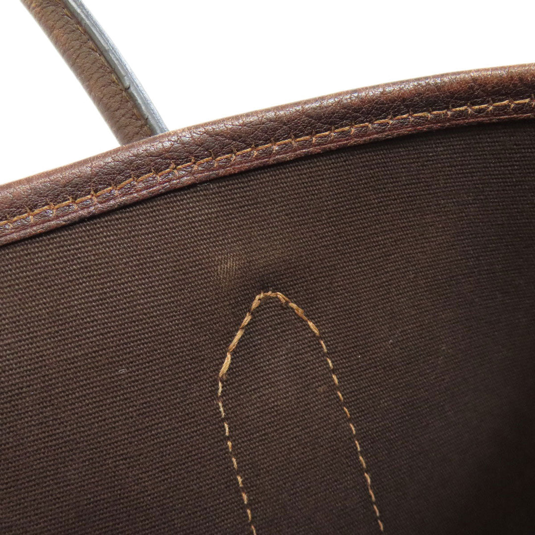 HERMES Handbag Towar Officche Brown Garden Party TPM SilverMetal Women Used Authentic