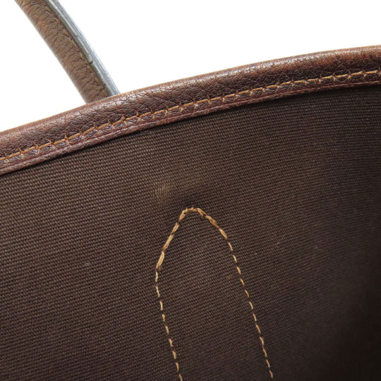 HERMES Handbag Towar Officche Brown Garden Party TPM SilverMetal Women Used Authentic