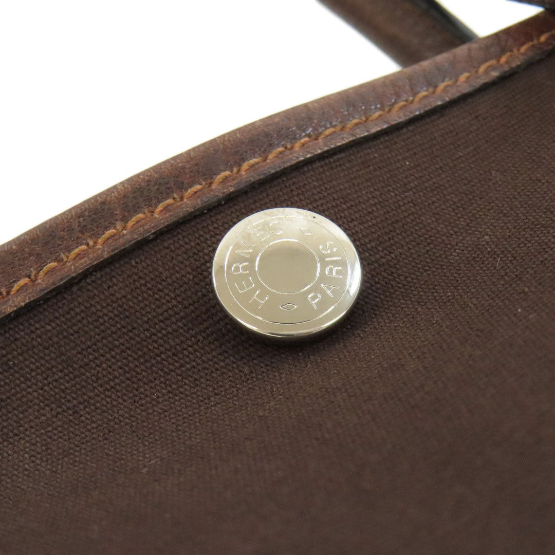 HERMES Handbag Towar Officche Brown Garden Party TPM SilverMetal Women Used Authentic
