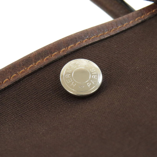 HERMES Handbag Towar Officche Brown Garden Party TPM SilverMetal Women Used Authentic