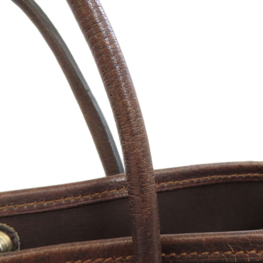 HERMES Handbag Towar Officche Brown Garden Party TPM SilverMetal Women Used Authentic