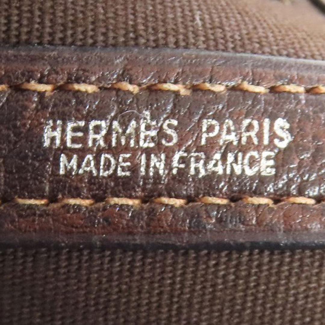 HERMES Handbag Towar Officche Brown Garden Party TPM SilverMetal Women Used Authentic