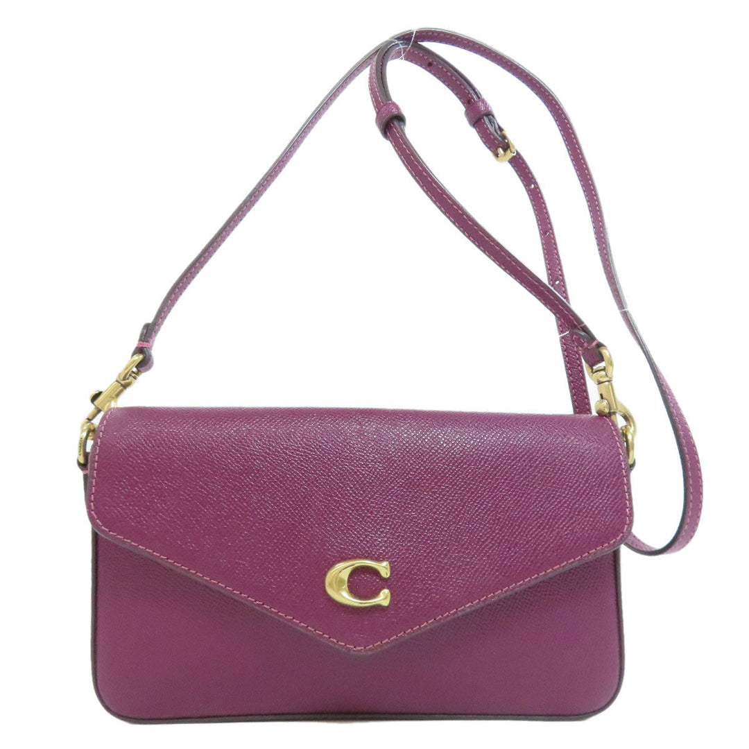 COACH Shoulder Bag C8439 leather purple Win Crossbody Women Used Authentic