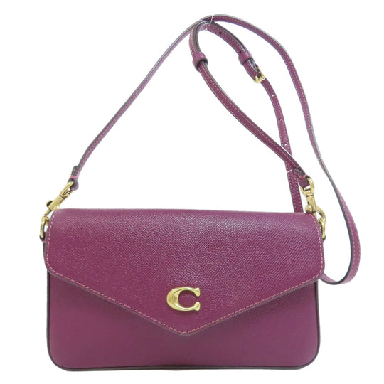 COACH Shoulder Bag C8439 leather purple Win Crossbody Women Used Authentic