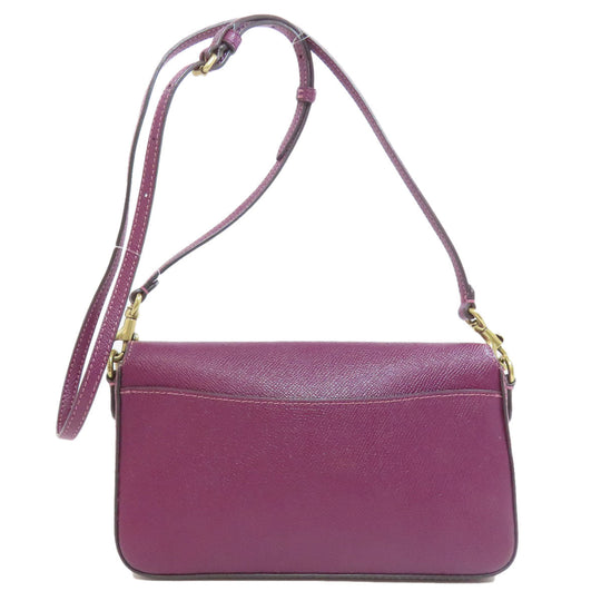 COACH Shoulder Bag C8439 leather purple Win Crossbody Women Used Authentic