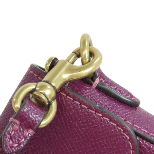 COACH Shoulder Bag C8439 leather purple Win Crossbody Women Used Authentic