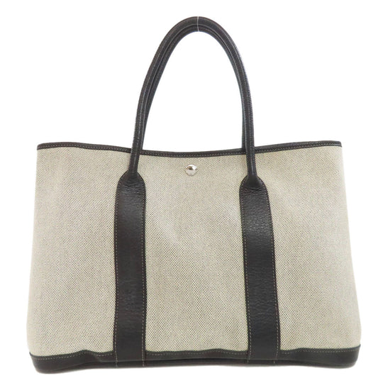 HERMES Tote Bag Towar gray Garden Party PM Bordeaux Ribbon SilverMetal Women Used Authentic
