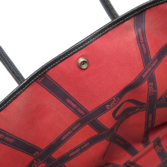 HERMES Tote Bag Towar gray Garden Party PM Bordeaux Ribbon SilverMetal Women Used Authentic