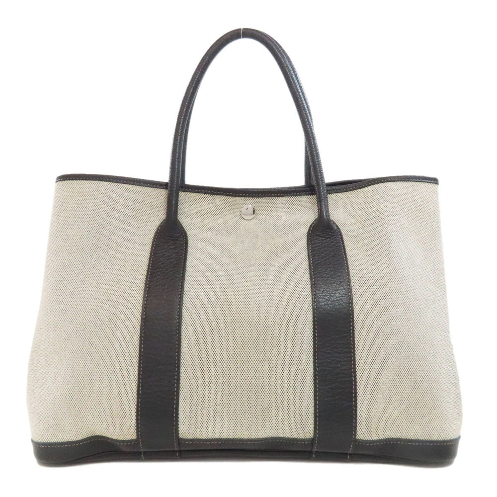 HERMES Tote Bag Towar gray Garden Party PM Bordeaux Ribbon SilverMetal Women Used Authentic