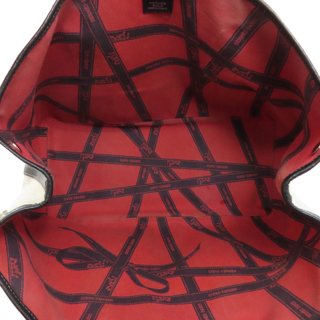 HERMES Tote Bag Towar gray Garden Party PM Bordeaux Ribbon SilverMetal Women Used Authentic