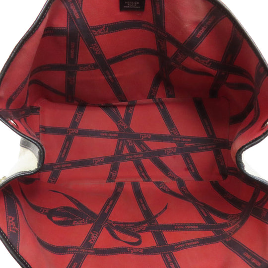 HERMES Tote Bag Towar gray Garden Party PM Bordeaux Ribbon SilverMetal Women Used Authentic