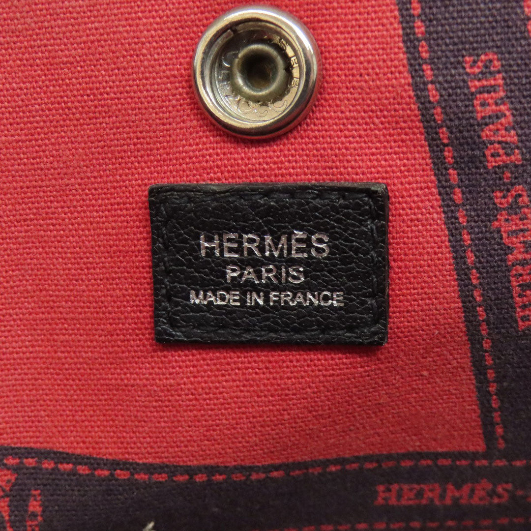 HERMES Tote Bag Towar gray Garden Party PM Bordeaux Ribbon SilverMetal Women Used Authentic