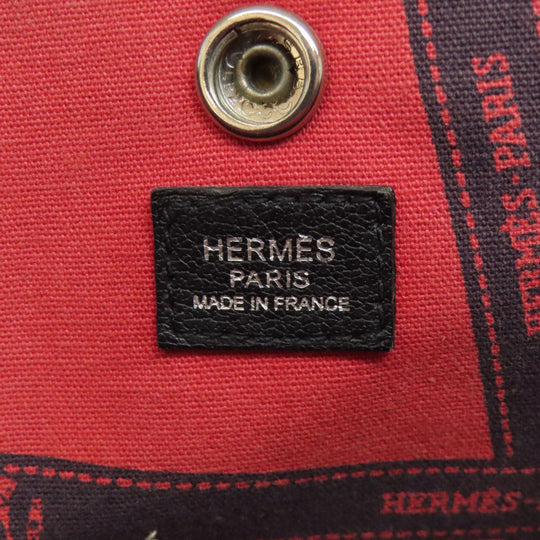HERMES Tote Bag Towar gray Garden Party PM Bordeaux Ribbon SilverMetal Women Used Authentic