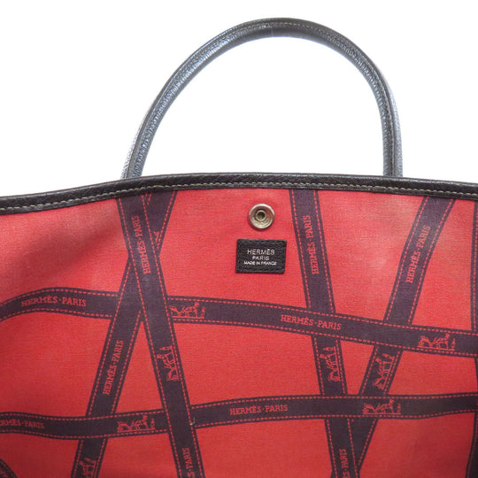 HERMES Tote Bag Towar gray Garden Party PM Bordeaux Ribbon SilverMetal Women Used Authentic