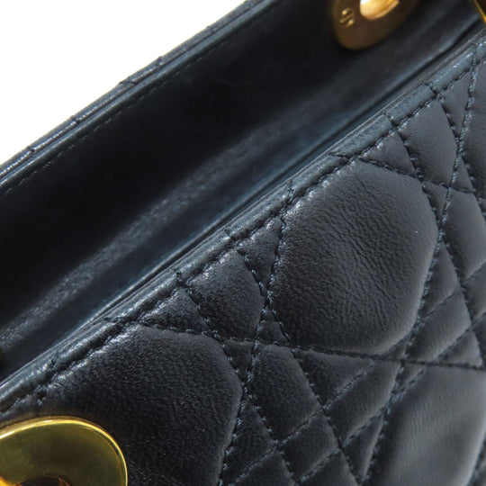 Christian Dior Handbag lambskin black Lady Dior Medium 2WAY