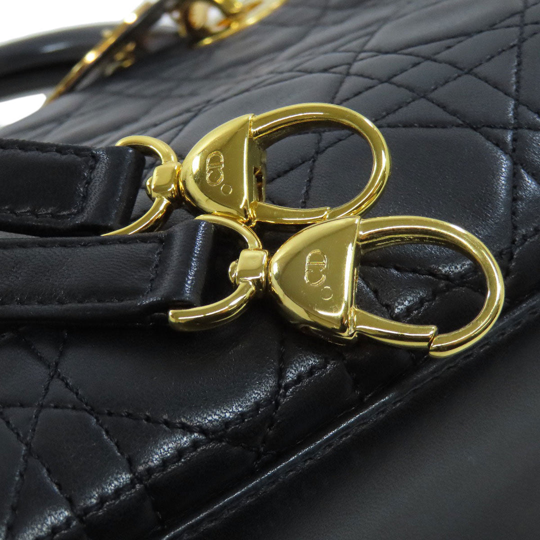 Christian Dior Handbag lambskin black Lady Dior Medium 2WAY