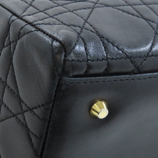 Christian Dior Handbag lambskin black Lady Dior Medium 2WAY