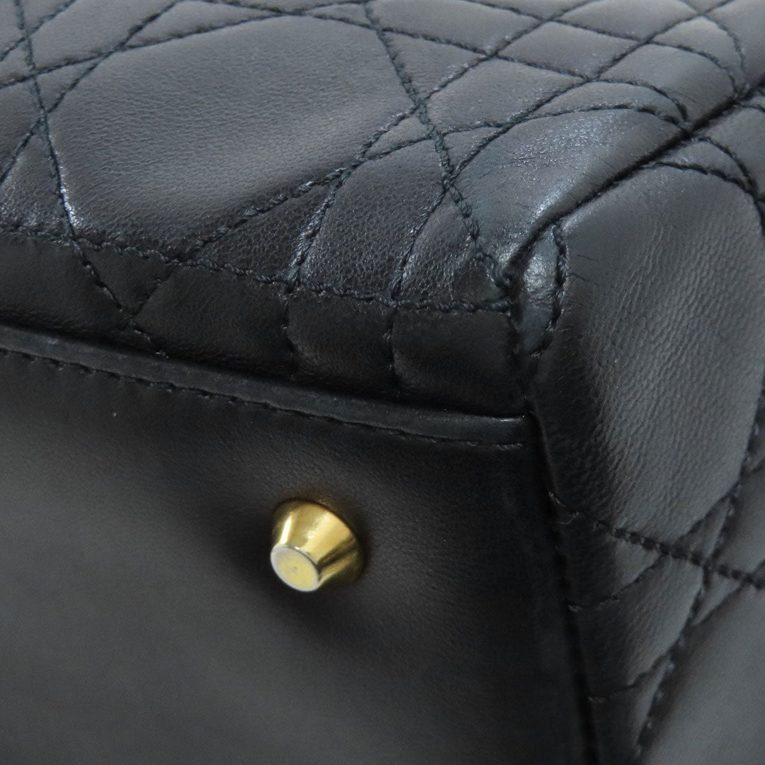 Christian Dior Handbag lambskin black Lady Dior Medium 2WAY